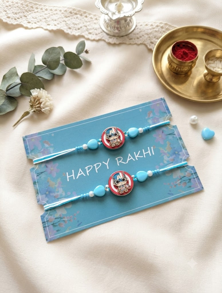 Designer Kids Captain America Rakhi (Set of 2)