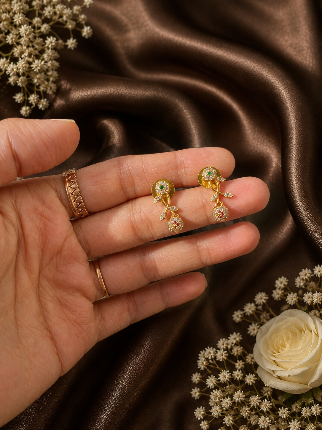 Reshma Floral Gold AD Necklace Set