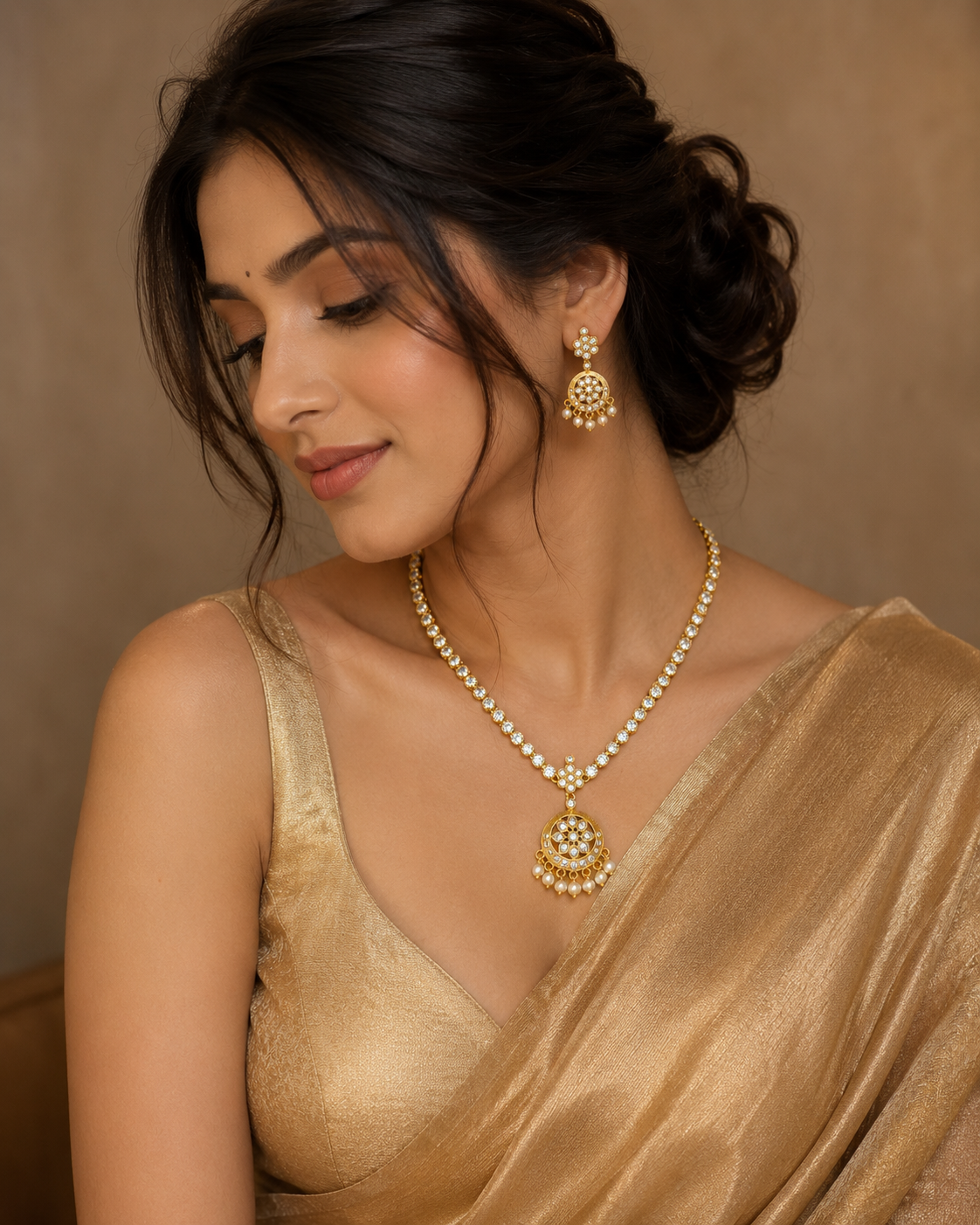 Diksha Single-Layer CZ Stone Necklace Set
