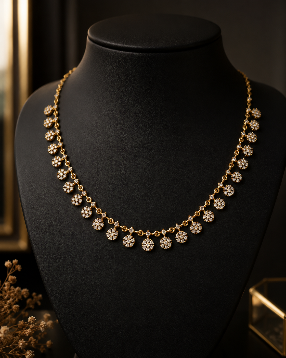 Raksha Gold Floral Cluster Dainty Necklace
