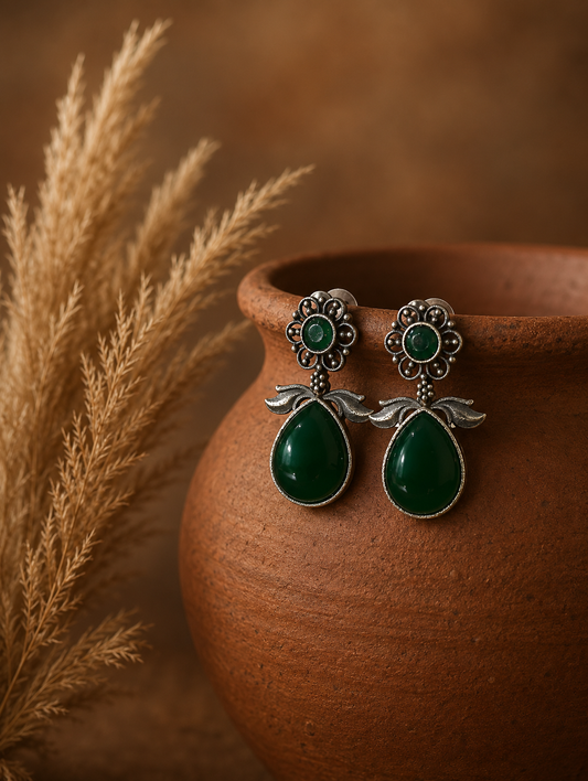 Pramila Teardrop Oxidized Earrings