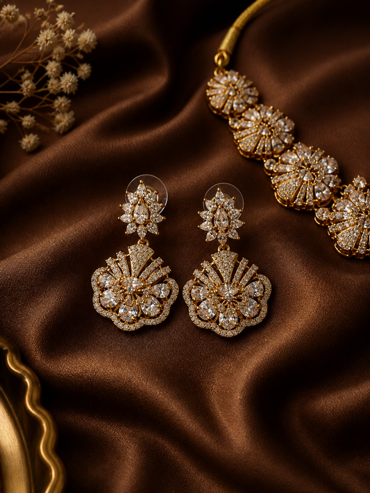 Heena Grand Floral Uncut AD Choker Necklace Set
