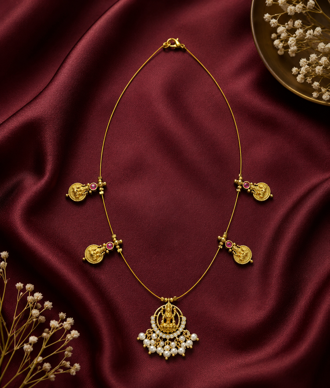 Shruti Minimalist Lakshmi Coin Charm Invisible Necklace
