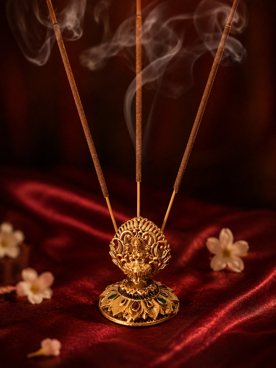 Mahamayi Antique Gold Goddess Lakshmi Incense Stick Holder