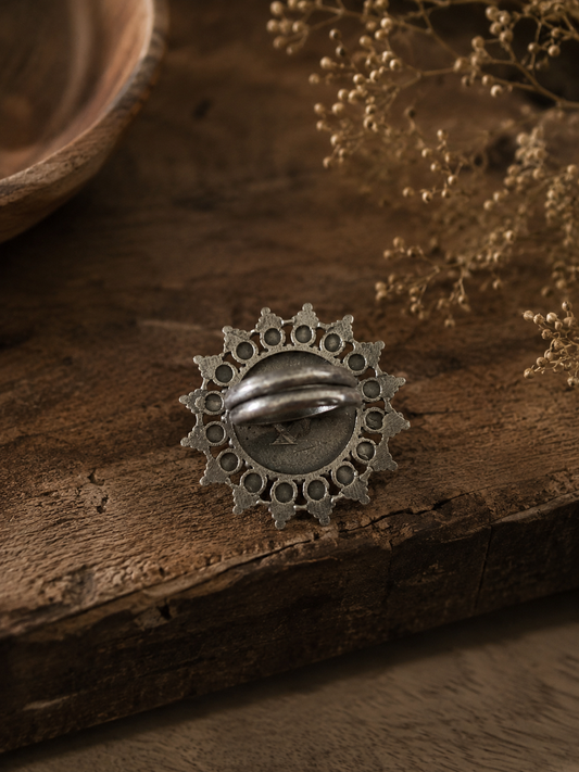 Sonam Oxidized Silver Sunburst Ring