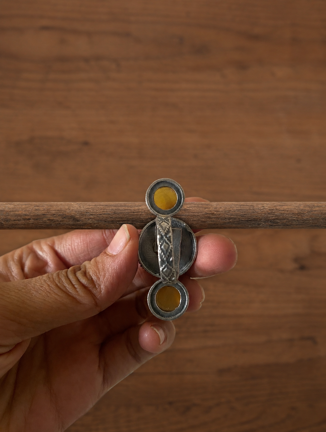 Shravya Yellow Stone Oxidized Silver Ring