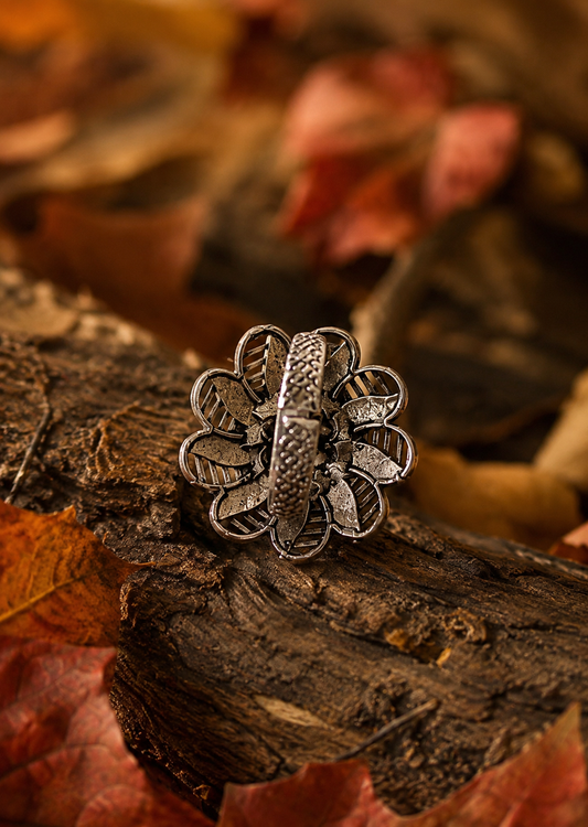 Savi Ghungroo Oxidized Silver Statement Ring