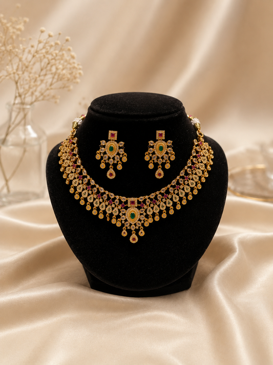 Mona Antique Ruby and Emerald Choker Set