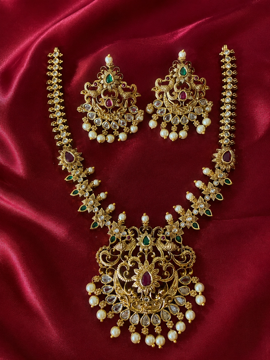 Kajal Antique Gold Long Haram Set