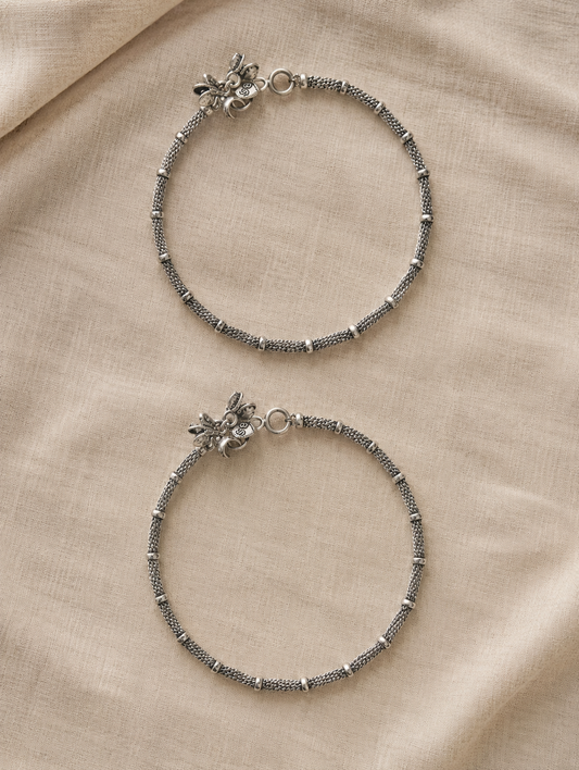 Palki Silver Anklets