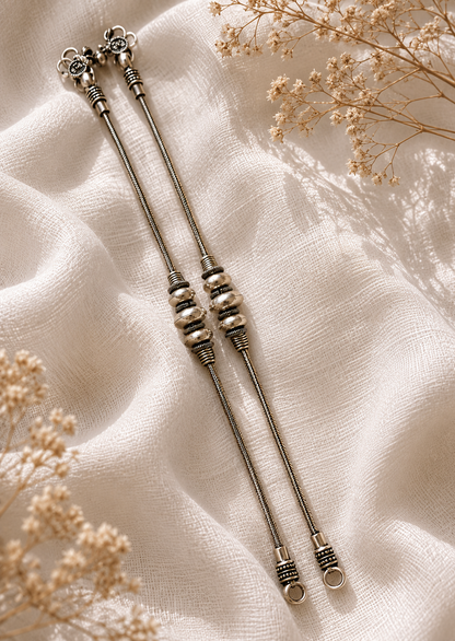 Avani Minimalist Oxidized Silver Anklets