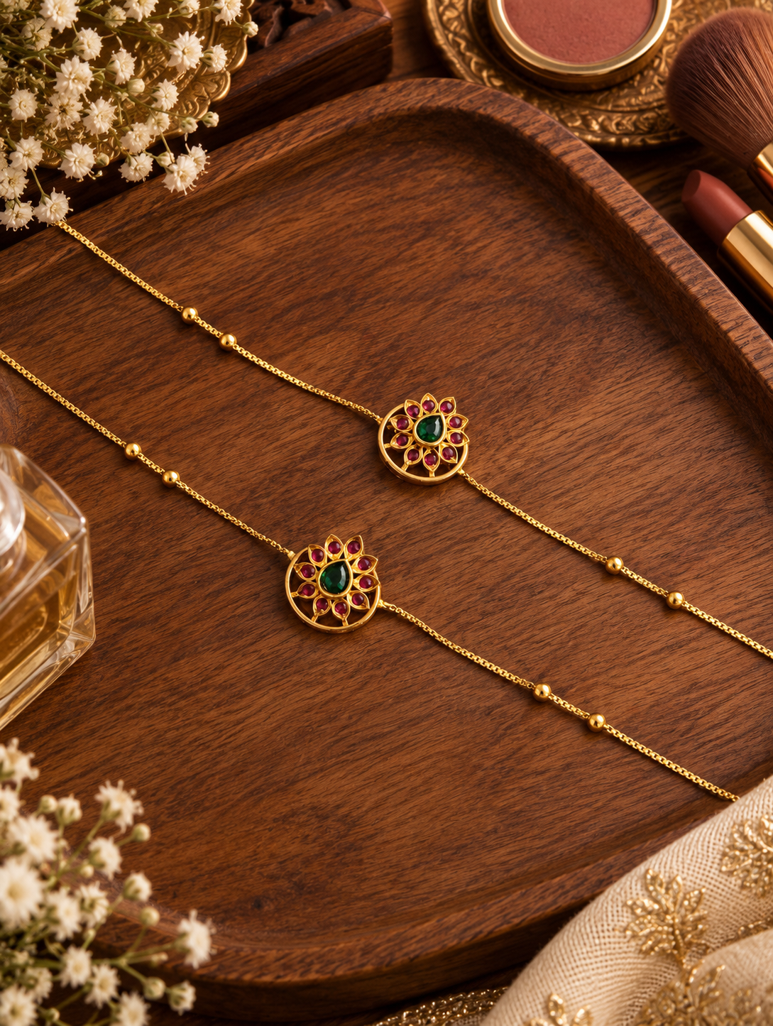 Elegant Temple Style Gold-Plated Chain Anklets | Antica Designs