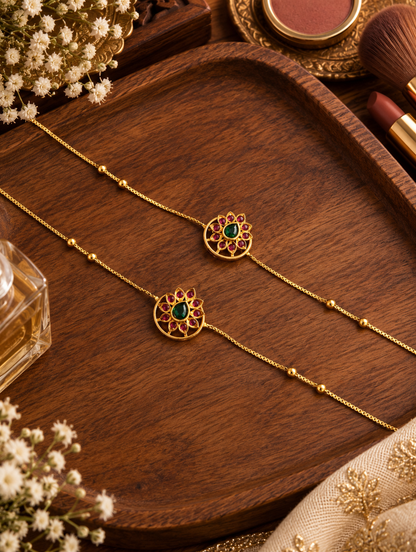 Elegant Temple Style Gold-Plated Chain Anklets | Antica Designs