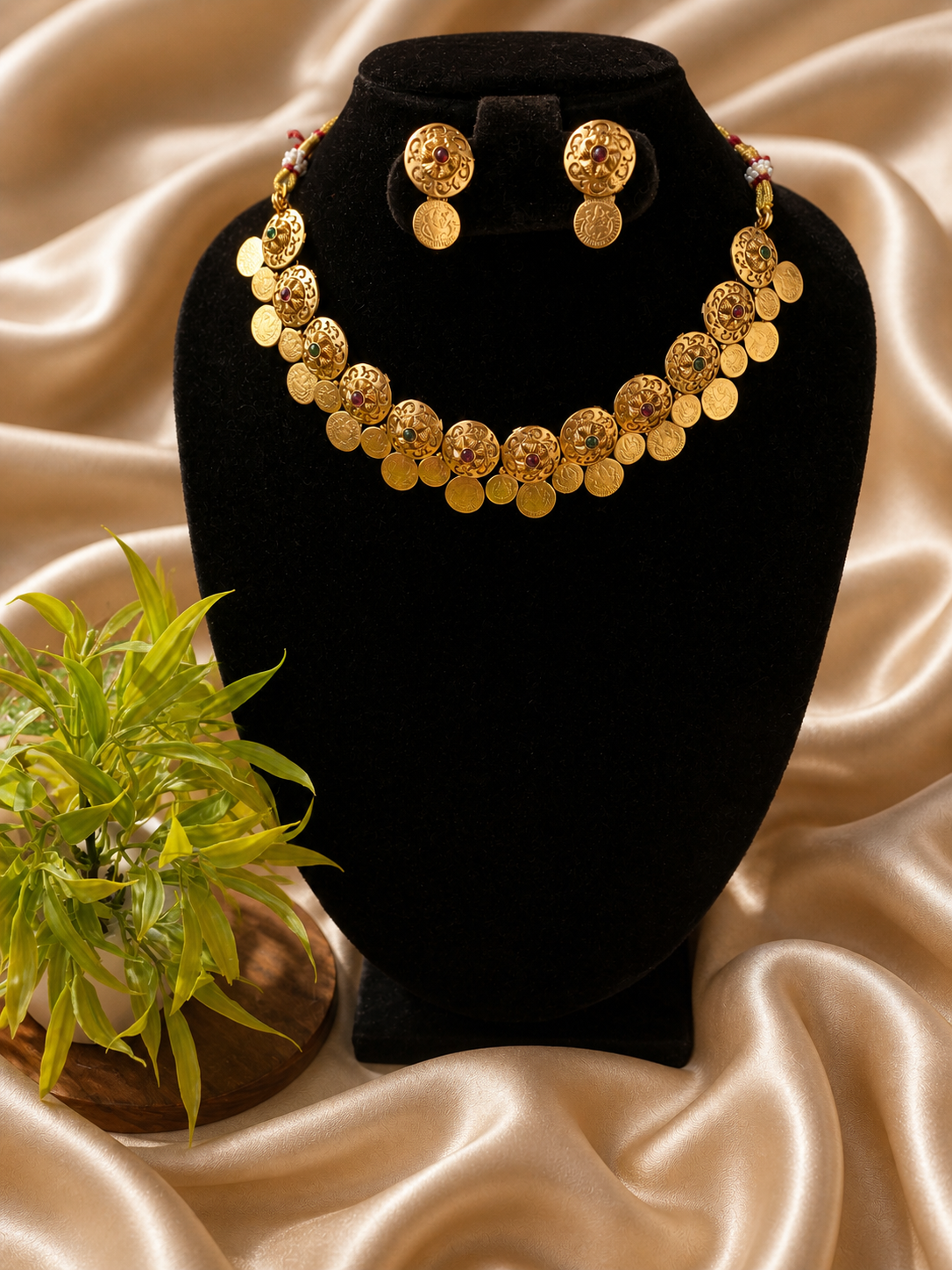 Madvi Antique Gold Coin Kasu Mala Jewelry Set