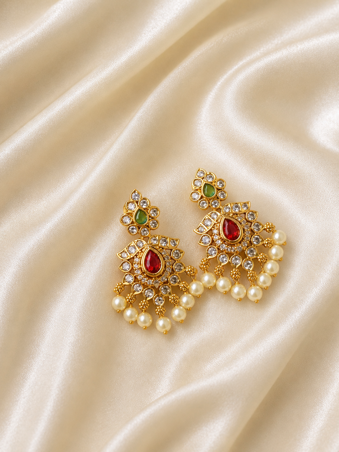 Divya Antique Gold Ruby Pendant Jewelry Set