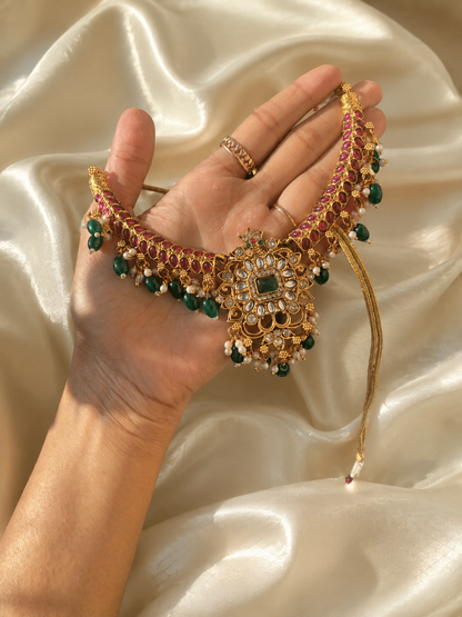 Varna Antique Gold Statement Necklace