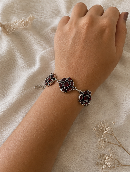 Ashwathi Oxidized Silver Bracelet