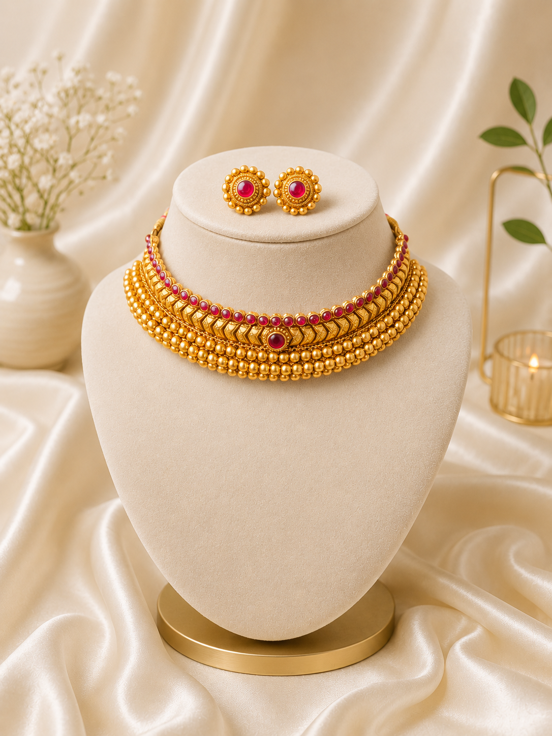 Vajritika Antique Gold Choker Necklace