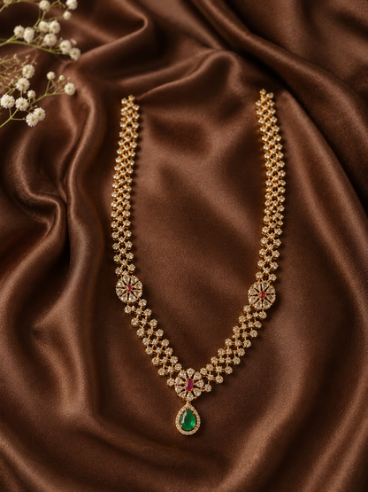 Swathi Elegant Multi Stone Gold AD Haram Set