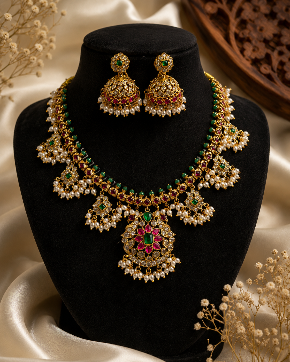 Madura Antique Gold Non Idol Guttapusalu Set