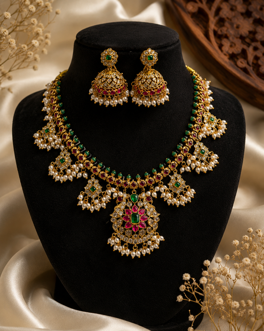 Madura Antique Gold Non Idol Guttapusalu Set