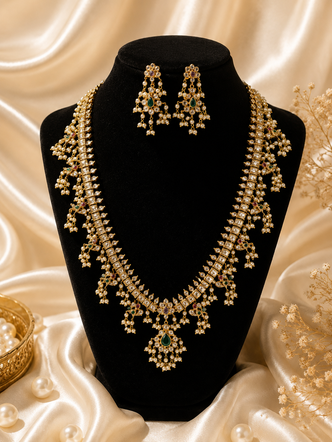 Ramba Long Traditional Bridal Gutapusalu Necklace