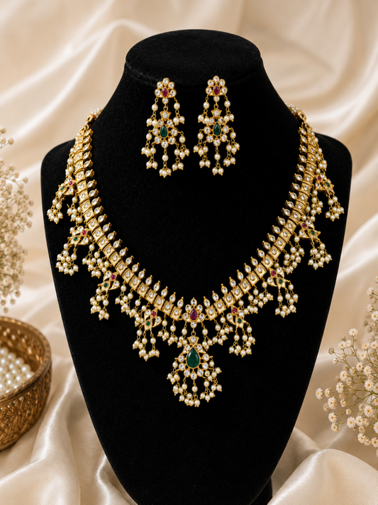 Ramba Short Kundan Traditional Festive Gold Necklace