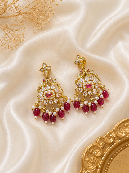 Hema Traditional Hasli Choker with Ruby Red Pendant