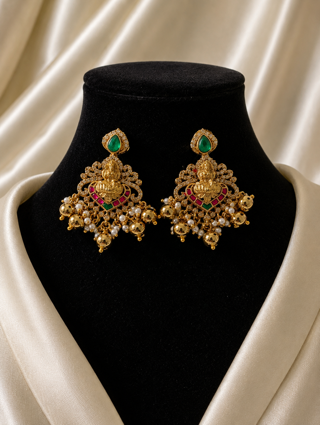 Navya Antique Gold Goddess Lakshmi Bridal Choker Necklace Set