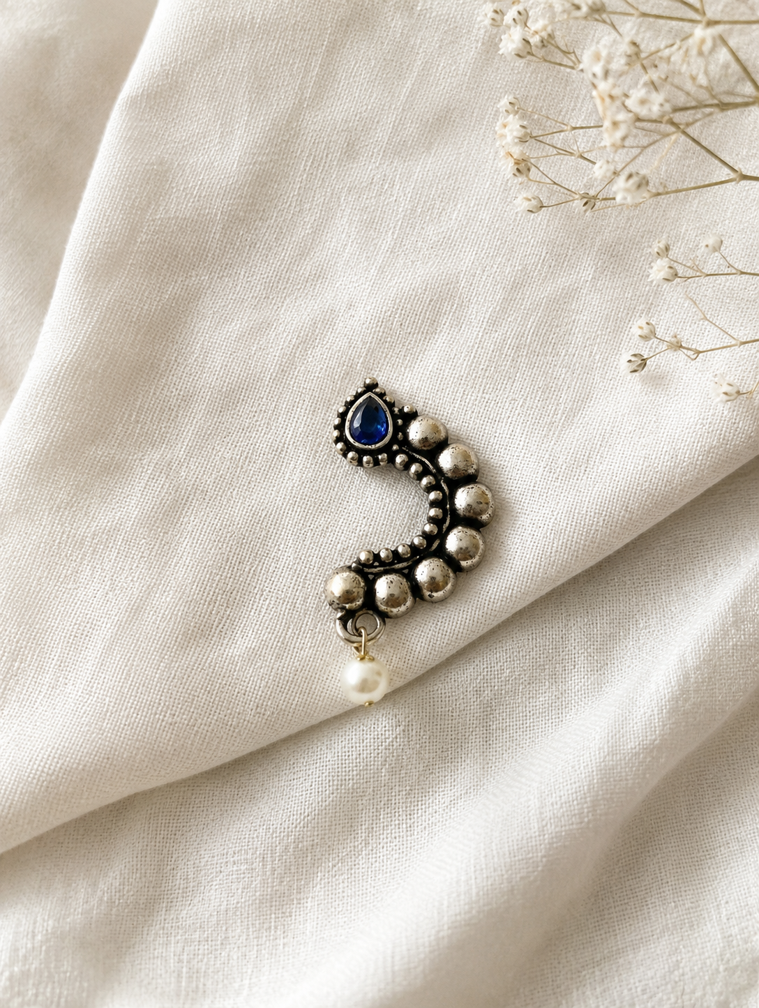 Manya Silver Blue Stone Nath