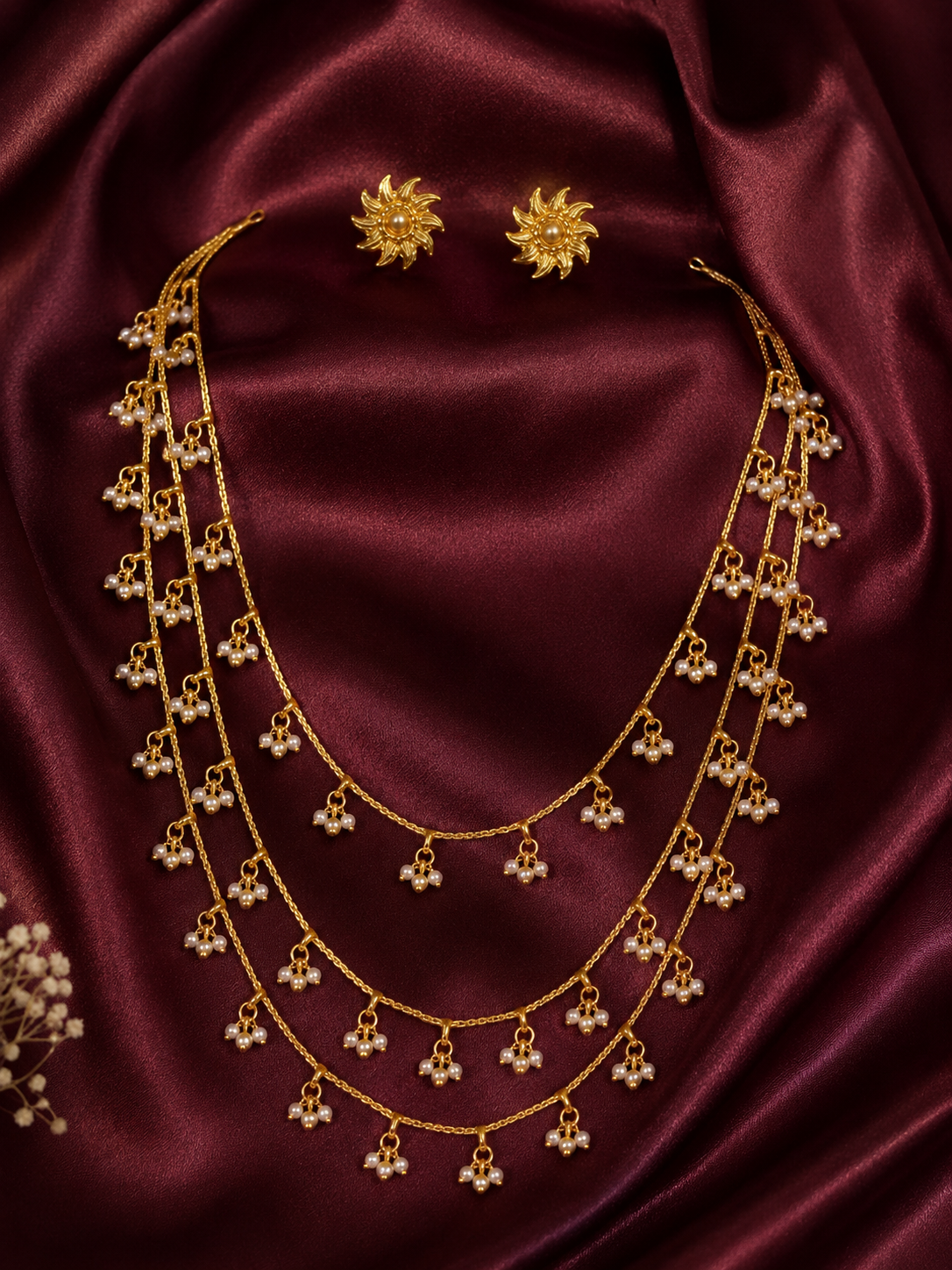 Shyamala Layered Gold Necklace & Earring Set