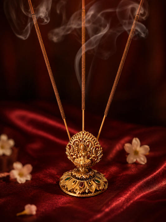 Mahamayi Antique Gold Goddess Lakshmi Incense Stick Holder