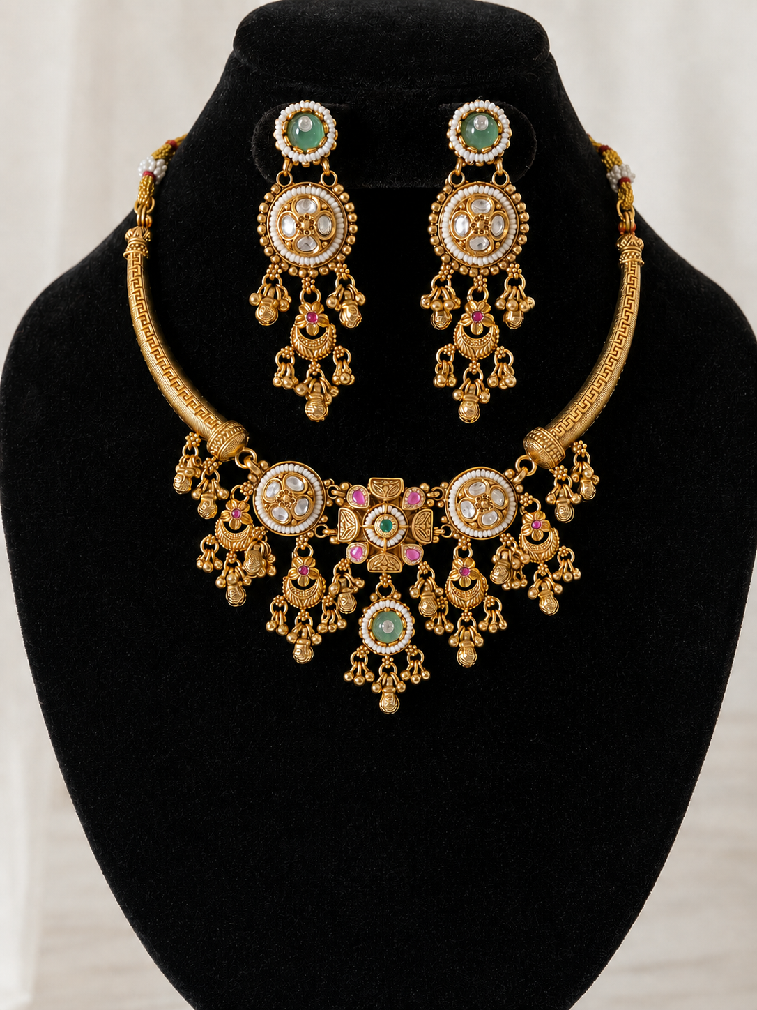 Rithwika Choker Set with Mint Emeralds