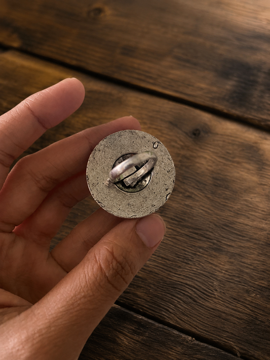 Swasthi Oxidized Silver Statement Ring