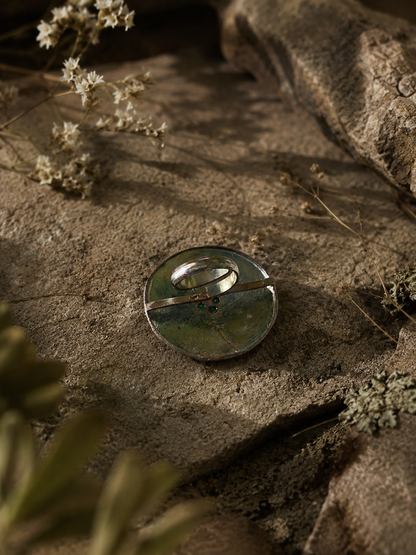 Sapna Dual Tone Green Stone Statement Ring