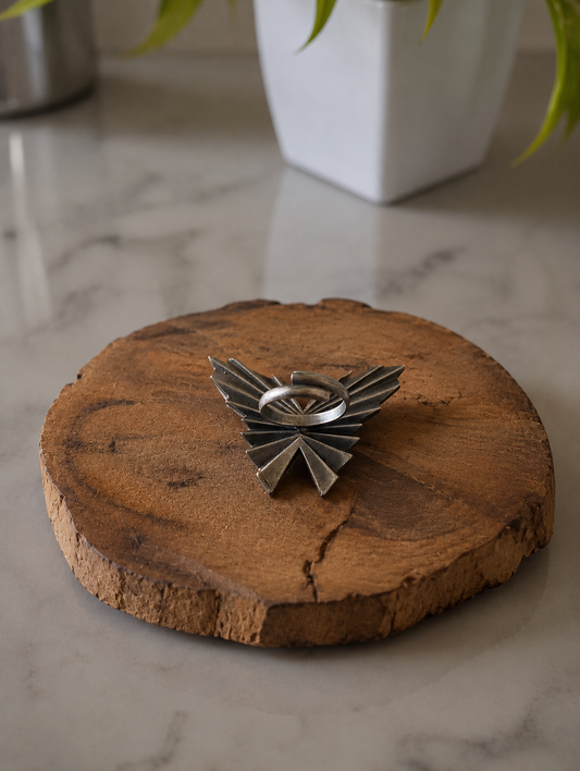 Kriti Oxidized Silver Butterfly Ring