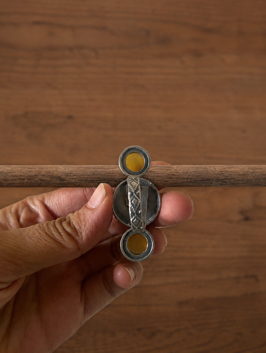 Shravya Yellow Stone Oxidized Silver Ring