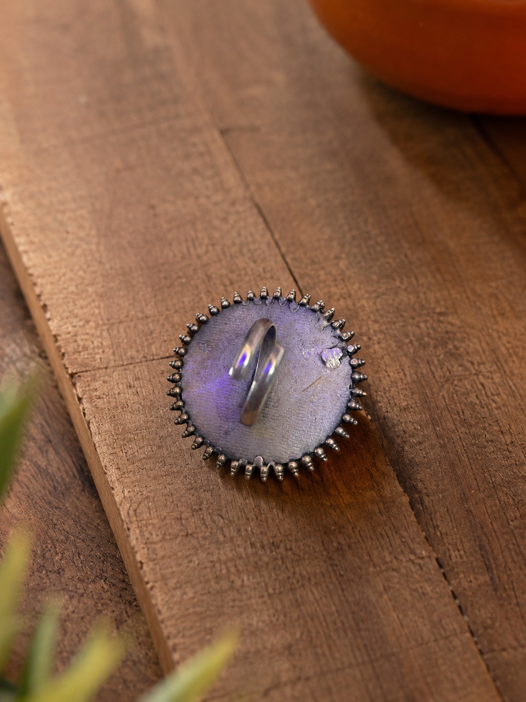 Palak Pearl Accent Oxidized Silver Ring