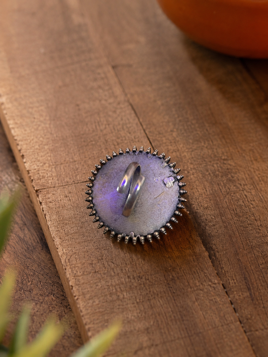 Palak Pearl Accent Oxidized Silver Ring