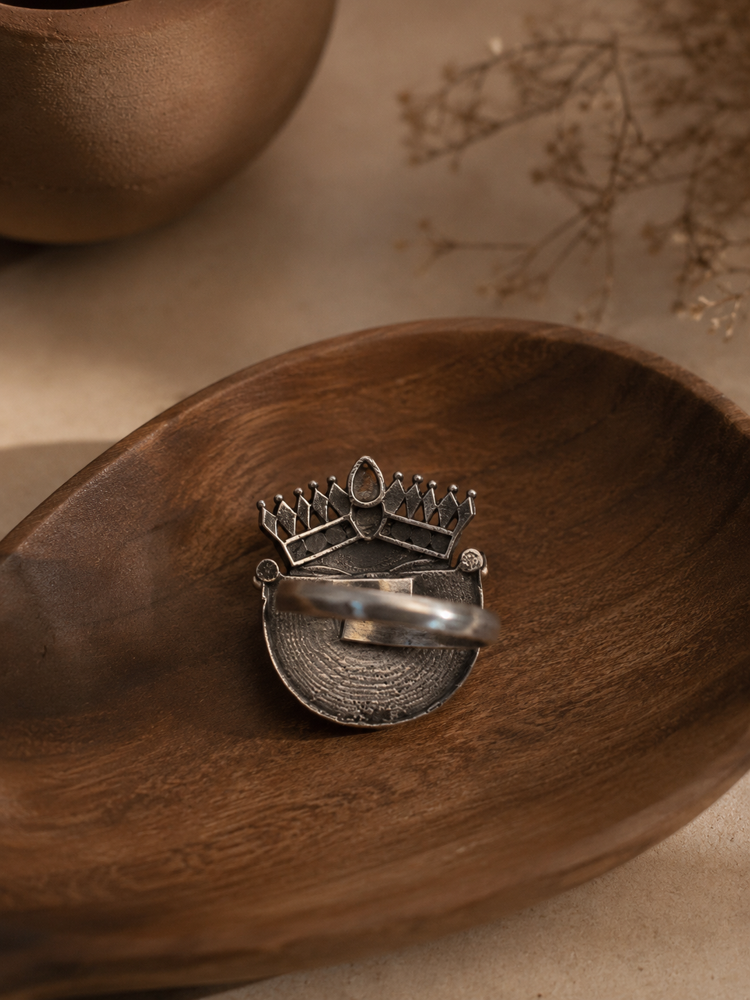 Beena Oxidized Silver Goddess Durga Ring