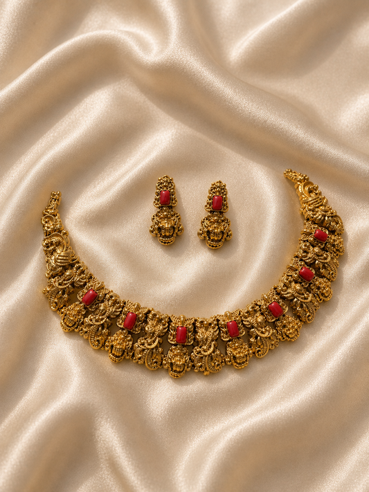 Sushma Antique Coral Choker Necklace Set