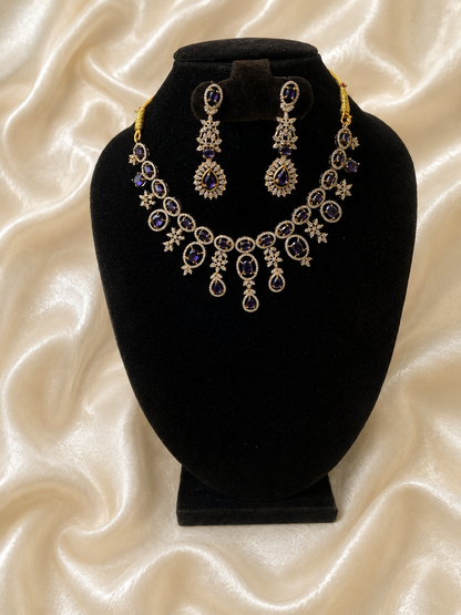 Sushma Purple Stone Necklace Set