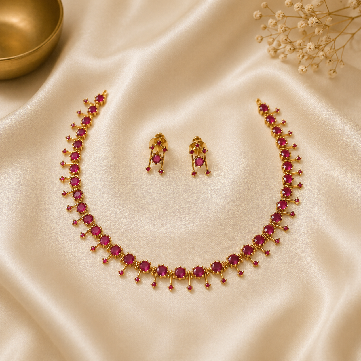 Mitra Elegant Gold Stone Necklace Set