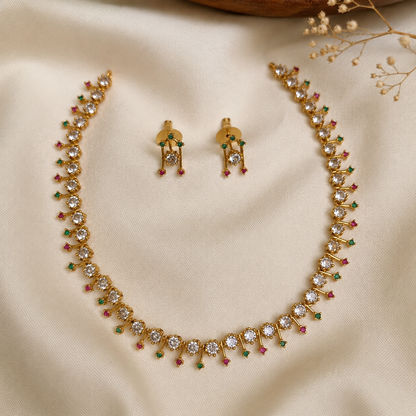 Mitra Elegant Gold Stone Necklace Set