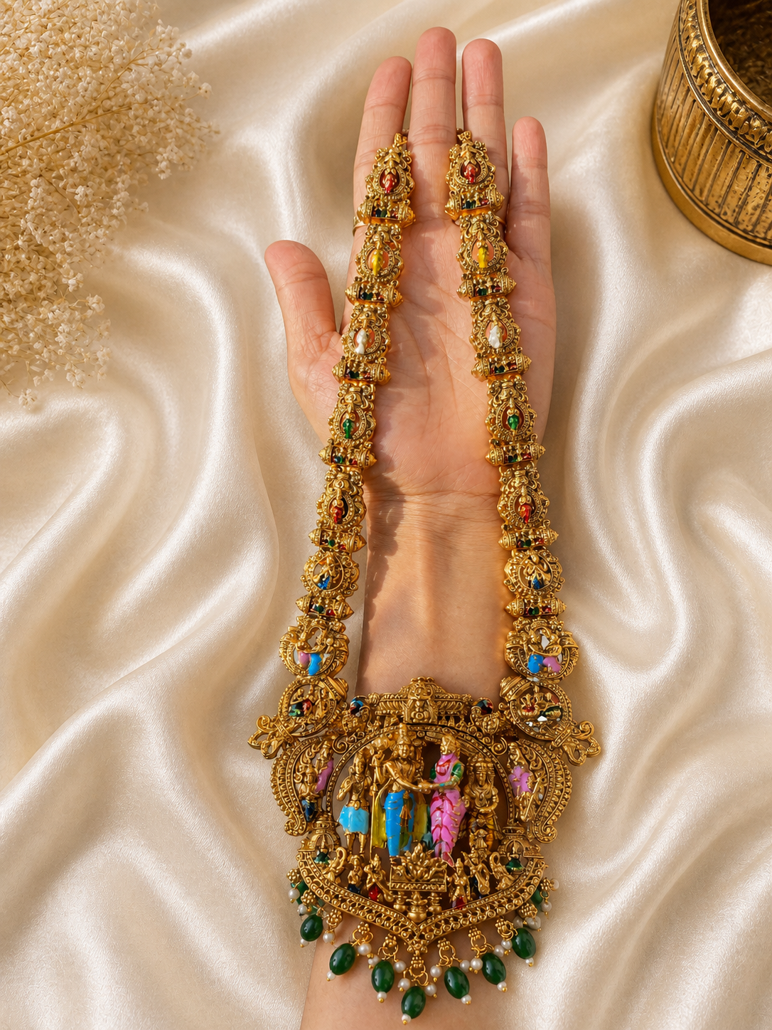 Srinivasa Kalyana Antique Gold Haram Necklace