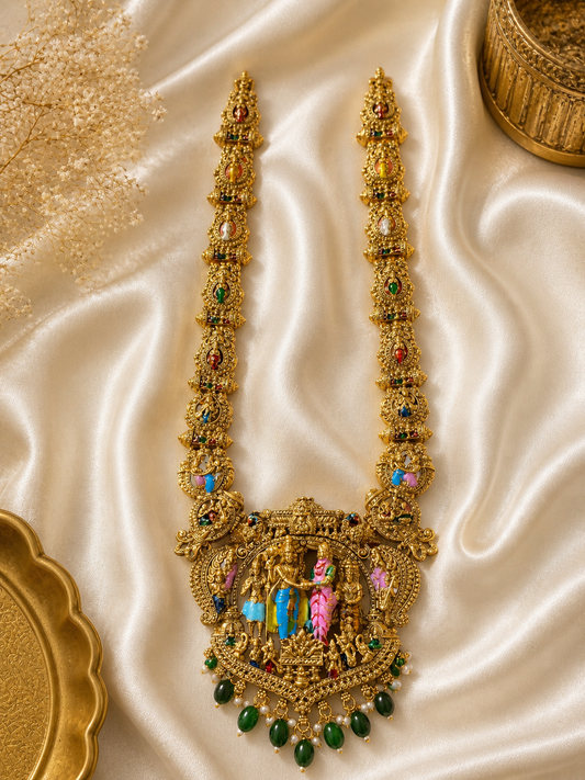 Srinivasa Kalyana Antique Gold Haram Necklace