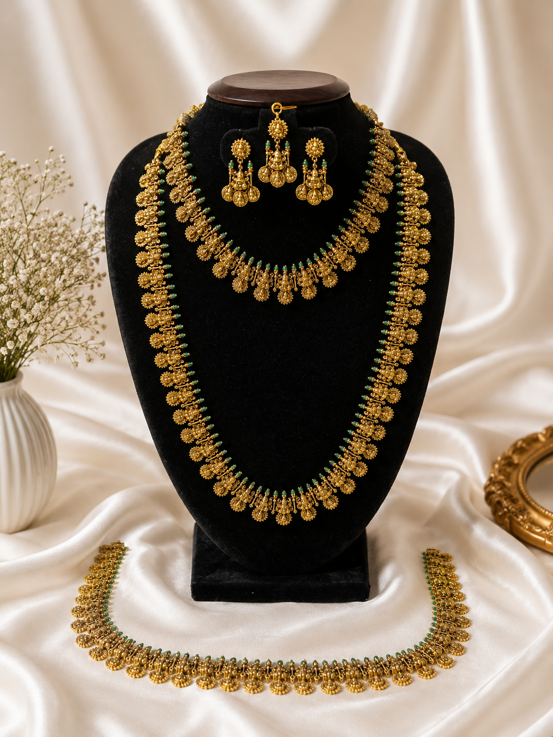 Avani Antique Gold Temple Jewelry Combo Set