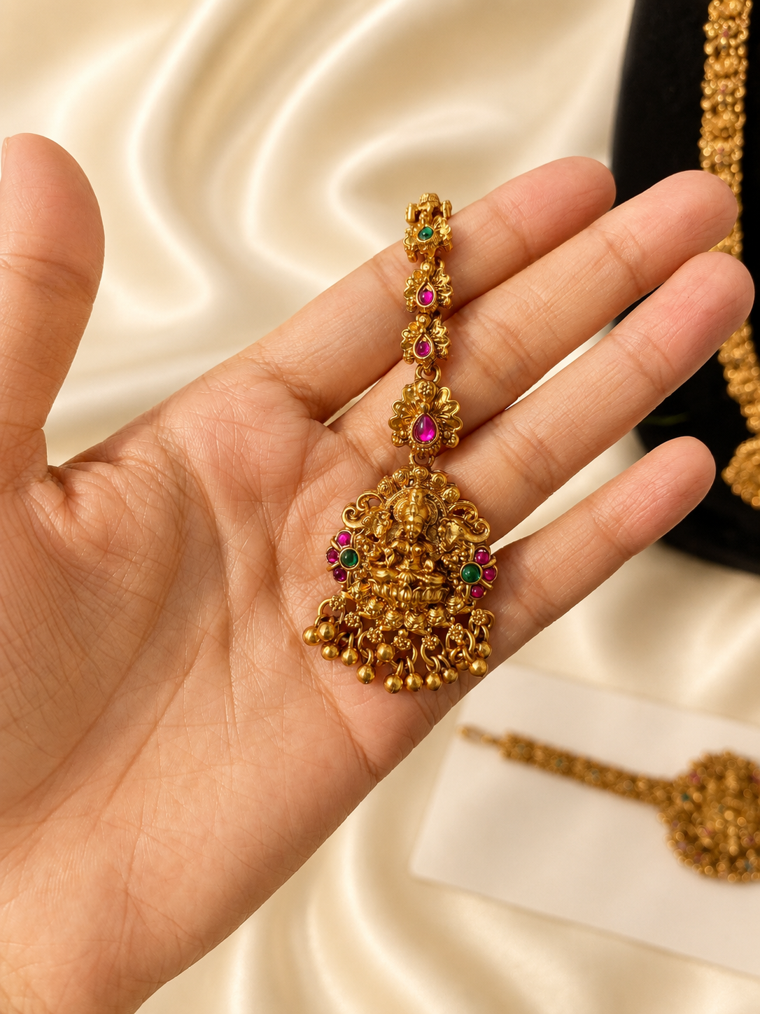 Divya Antique Lakshmi Semi Bridal Temple Jewelry Combo Set