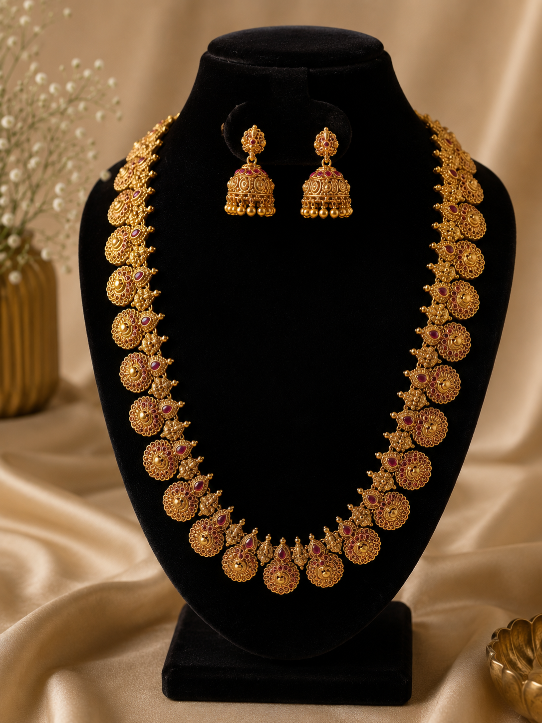 Megha Antique Gold Temple Haram Set