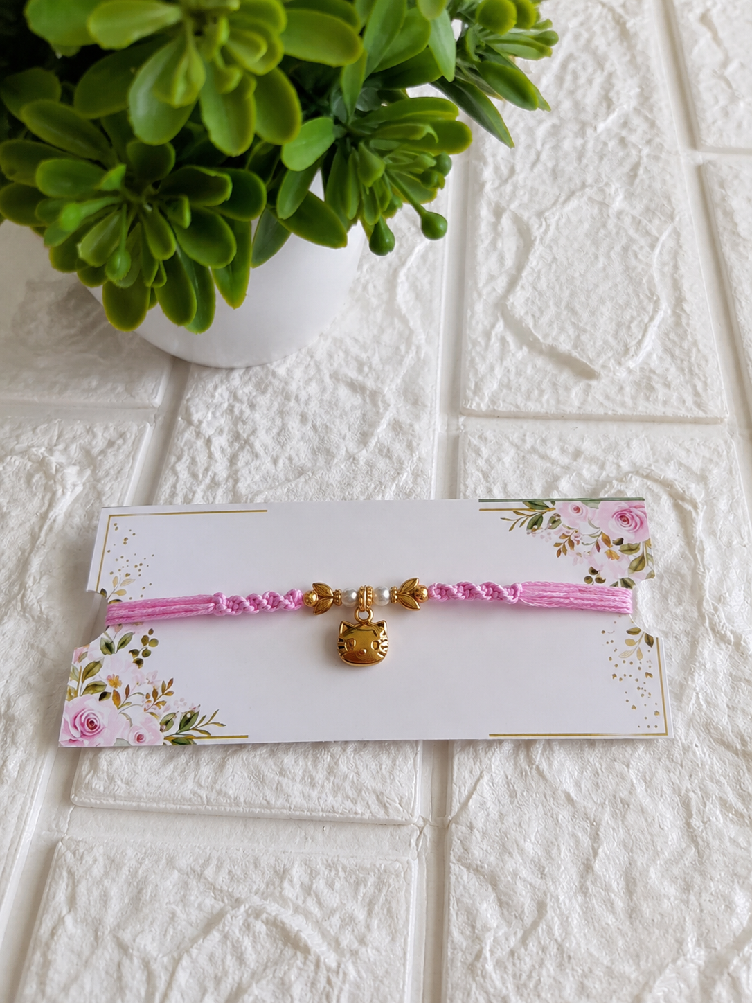 Sweet Hello Kitty Golden Charm Kids Rakhi